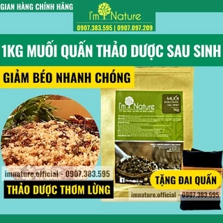 Muối Thảo Dược Giảm Mỡ Bụng Cho Mẹ Sau Sinh I'm Nature 1KG + Tặng Đai Chườm Muối