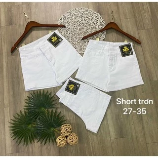 Quần Short Jean Trắng Trơn Hàng Co Giãn Mạnh Lưng Cao 2 Nút