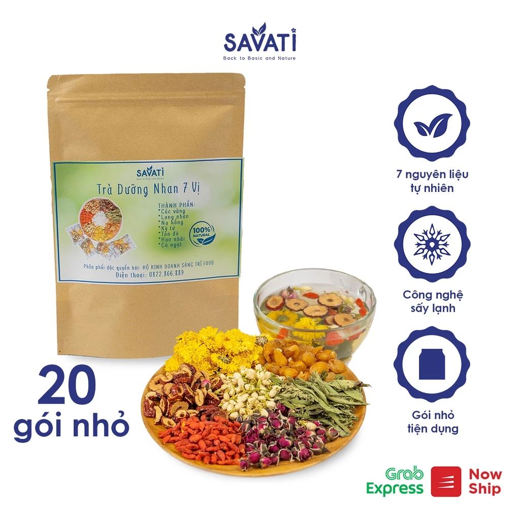 Trà dưỡng nhan 7 vị thảo mộc SAVATI đẹp da, giảm lão hóa - SET 20 GÓI