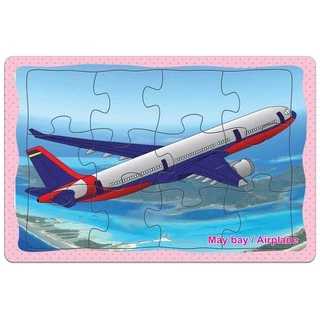 Tranh xếp hình phát triển trí não cho bé Jigsaw Puzzle 12 mảnh Tia Sáng - TÀU, XE, MÁY BAY (4 TRONG 1) - MSP: A5-022