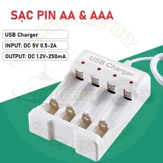 Sạc pin AA AAA 1.2V 250mA cắm cổng USB, có đèn báo sạc