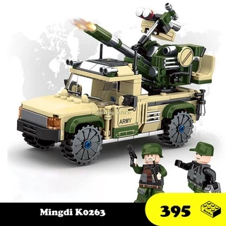 Đồ chơi Lắp ráp Xe Humvee Quân sự, Mingdi K0263 Heavy Weapons, Xếp hình thông minh, Mô hình quân sự [397 Mảnh ghép]
