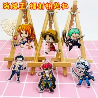 Móc khóa gắn hình Luffy Soron Usopp trong One Piece in laser hai mặt