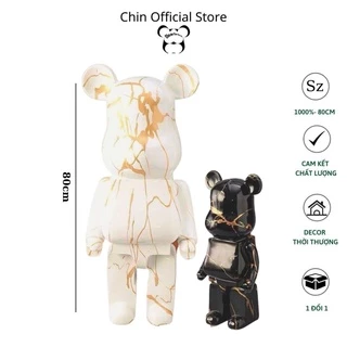 Bearbrick 1000 và gấu bearbrick 50cm, mẫu trắng đen loang vân thời thượng- Chin Official Store