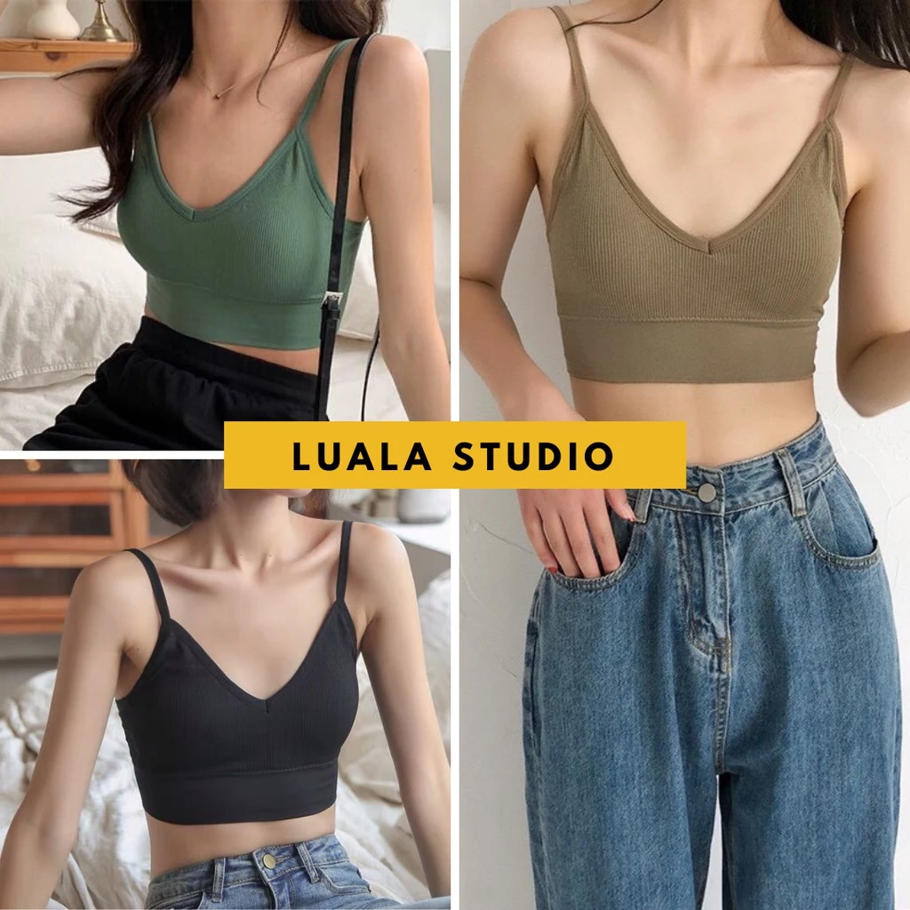 Áo croptop 2 dây nữ có mút ngực khoét lưng hàng Quảng Châu, bra gợi cảm sexy, bralette thun gân tập Gym, Yoga không gọng