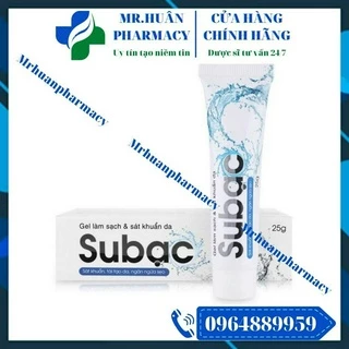 Gel Su bạc, Subạc 25g - Gel bôi kháng khuẩn và làm sạch da