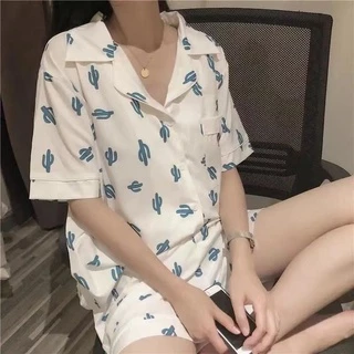 Đồ bộ pijama đùi nữ chất thun sữa mềm mịn họa tiết dễ thương mặc nhà đồ ngủ nữ Quảng Châu