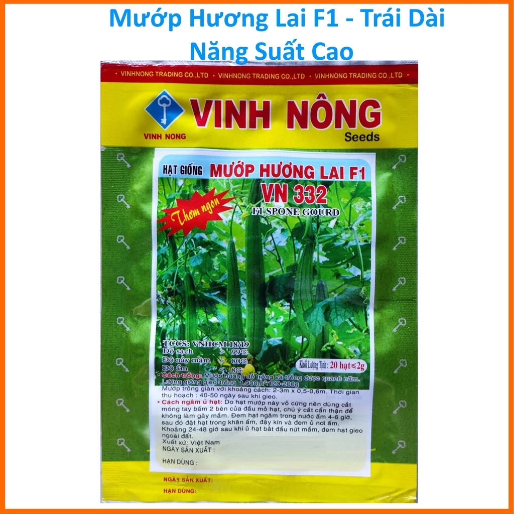 Hạt Giống Mướp Hương Lai F1 Trái Dài (gói 20 hạt)