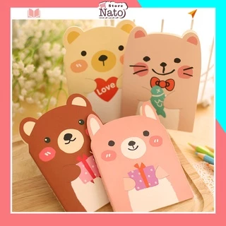 Sổ tay ghi chép cute mini bìa mềm đẹp hàn quốc dễ thương hình gấu  cho bé học sinh NATO ST04