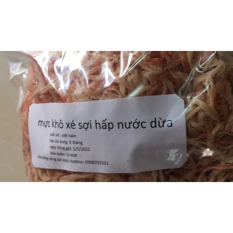 mực khô xé sợi hấp dừa gói 1 kg