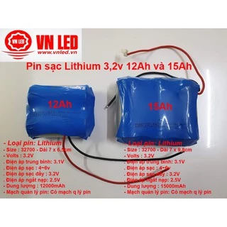 Pin sạc Lithium 3,2v 6Ah,12Ah và 15Ah, 20Ah, 24Ah, đã có mạch bảo vệ pin, lắp cho đèn 40W và 60W, 90W,100W