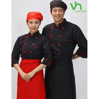 Áo bếp đồng phục cao cấp vải kaki cotton Hàn Quốc dành cho Nam Nữ làm nhà hàng