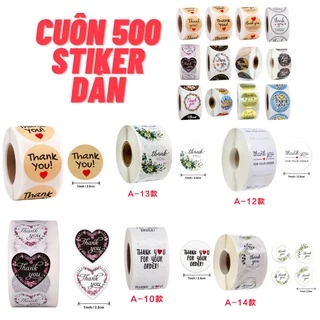 Cuộn 500 Sticker Dán Thank you -Tem Cảm Ơn Siêu Dễ Thương