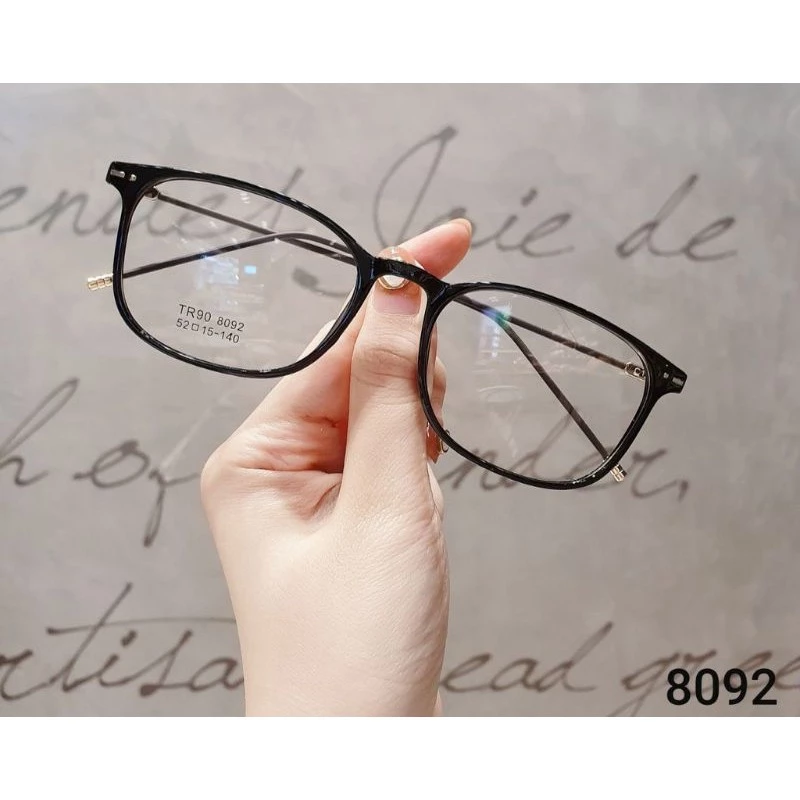 Gọng kính dáng vuông nhựa siêu nhẹ TR90 8092 màu đen