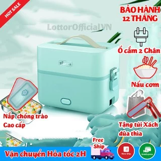 Hộp cơm cắm điện giữ nhiệt bear 2 tầng 3 ngăn đa năng nấu cơm nấu đồ ăn hâm nóng tặng túi đũa thìa