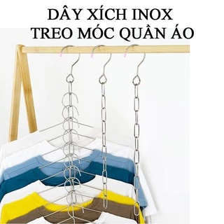 Móc Xích Treo Quần Áo, Dây Xích Inox 10 Lỗ Treo Móc Quần Áo Thông Minh Tiết Kiệm Diện Tích Tủ