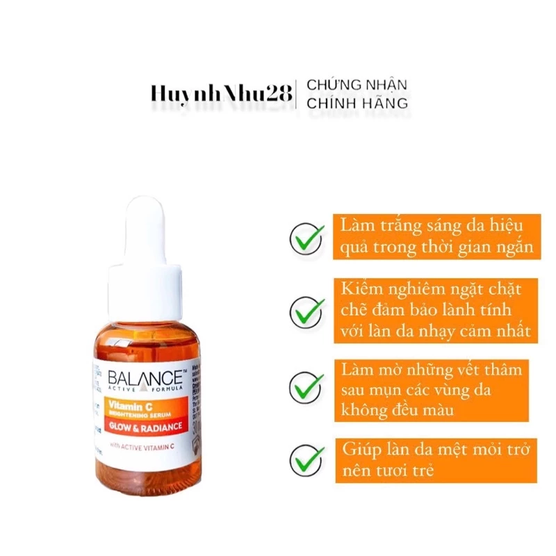 Serum Trắng Da, Mờ Thâm Balance Active Formula Vitamin C Brightening 30ml