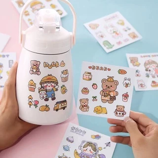 Sticker Dán Trang Trí Điện Thoại / Sổ Tay / Nhật Ký Hình Bình Chân Không Hoạt Hình Bằ