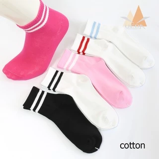 Tất nữ cổ cao [ Made in VietNam ] Vớ cổ cao nữ - 2 sọc phong cách Hàn Quốc - Sợi cotton mềm thoáng mát