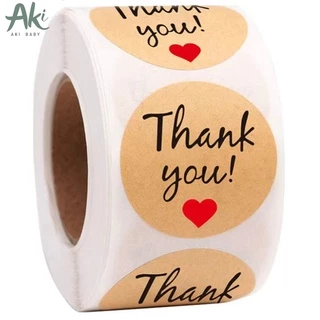 Akibaby- Thank you sticker 2.5cm tem dán cảm ơn giấy do bò dán đồ handmade 500 tem/cuộn