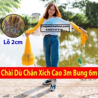 [Chài Bắt Cá] Chài Đánh Cá Truyền Thống Bằng Dù Chân Xích - Cao 3m Bung 6m Mắt 2cm