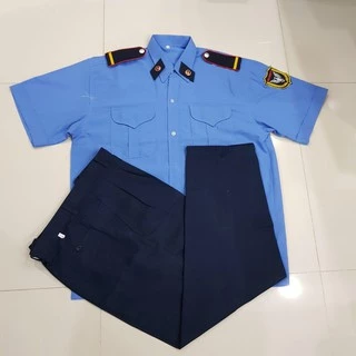Bộ bảo vệ dài tay - áo màu xanh có đai (gồm: 01 áo + 01 quần, không bao gồm phụ kiện: mũ, cà vạt, ve, cầu vai)