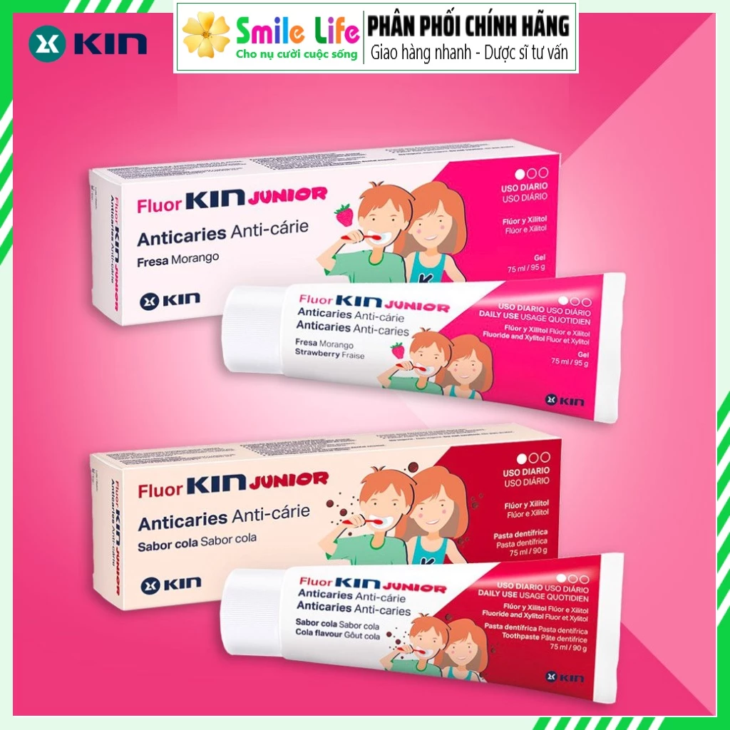 SMILE LIFE | Kem Đánh Răng FLUOR KIN JUNIOR 95g - Ngừa Sâu Răng Cho Trẻ Em Từ 6 Tuổi