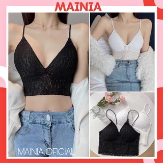 Áo Bra Ren Hoa Nhí 2 Dây Lưng Chun Trắng Đen Siêu Xinh Áo Croptop Thời Trang Mainia Shop