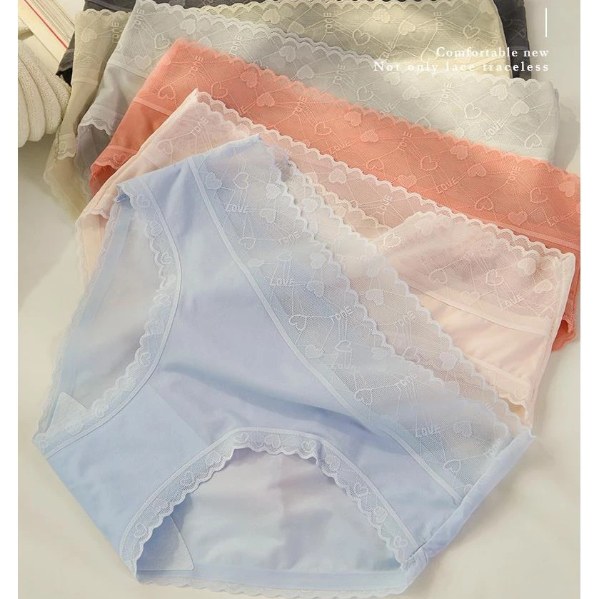 [EVA122] ComBo 5 Quần Lót Lụa Siêu Mỏng Chắc Chắn Phối Ren Tim Giấu Đường May Quyến Rũ Cho Nữ