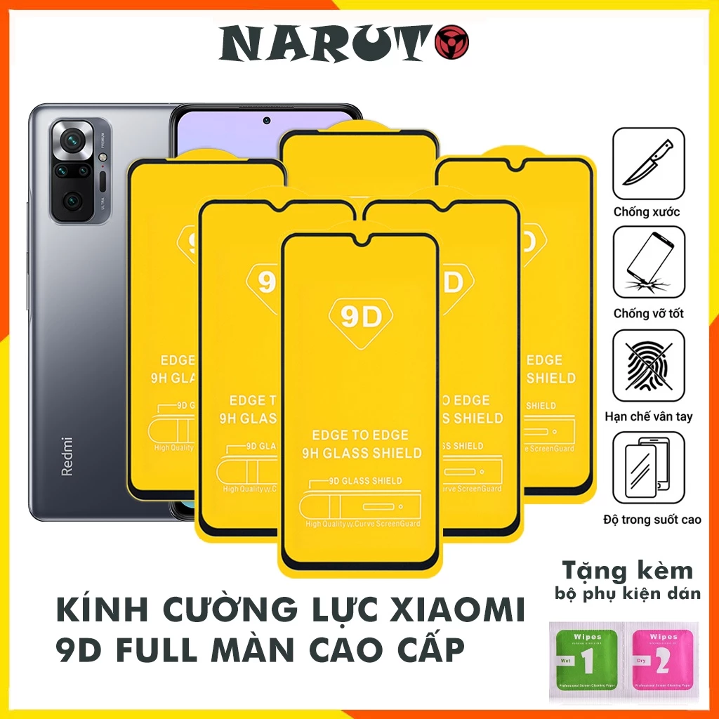 Cường lực Redmi Note 10 Pro Note 9s Pro Mi 10T Pro 10i Mi 9 Mi 8 Lite Note 8 Pro Note 7 Pro Poco F2 F3 F4 GT Kính [9D]