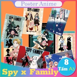 [Hiếm] Spy x Family Set 8 tấm poster size to bự tranh áp phích A3  Anya Forger anime siêu chất