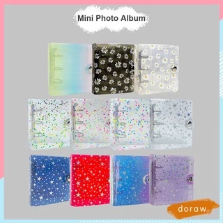 DORAW DIY Craft Mini Photo Album Portable Photocard Collect Kpop Photocard Holder Book Picture Storage Transparent Photocard Sleeves 1/2/3 inch Cards Organizer 3 Ring Binder Photo Card