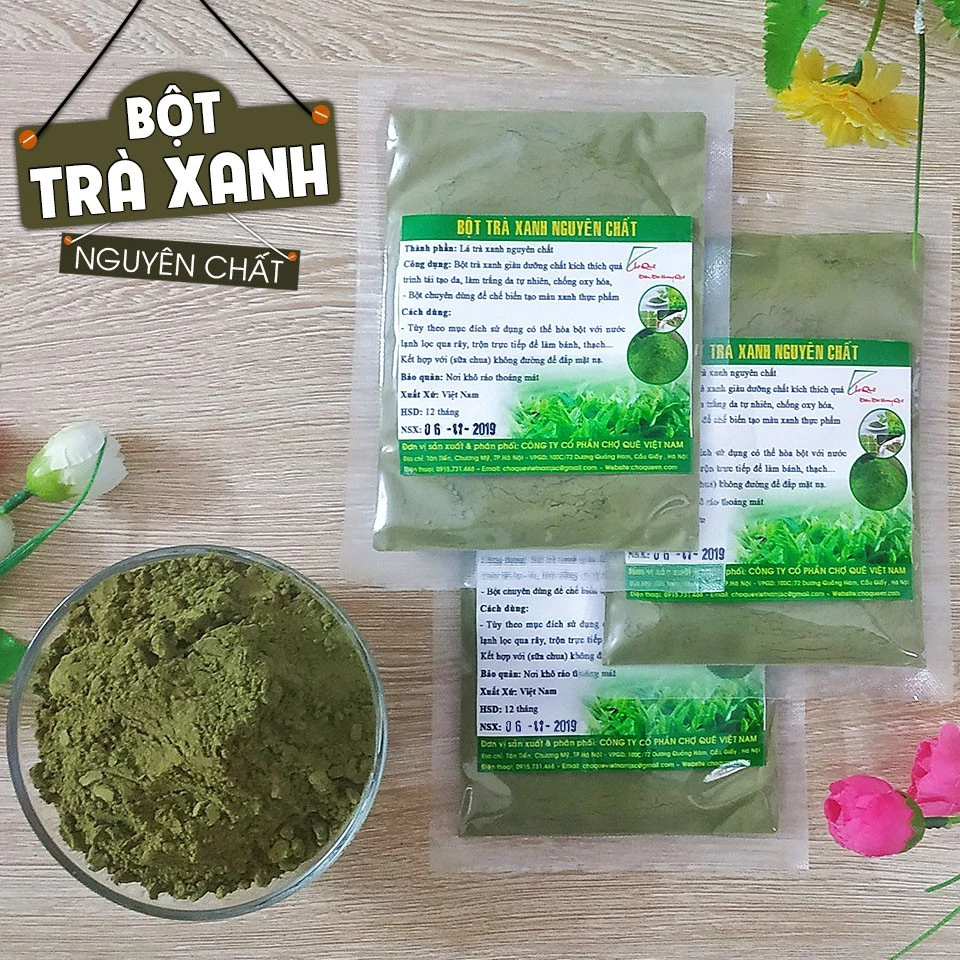 Bột trà xanh khô mịn 150g nguyên chất 100% lá trà xanh tươi nguyên liệu dùng để pha chế đồ uống, tạo màu bánh kẹo, thạch