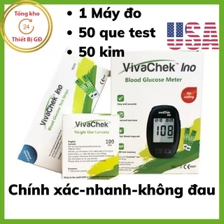 Máy đo đường huyết Viva Check Ino thương hiệu Mỹ cao cấp tặng 50 test và kim - bảo hành trọn đời