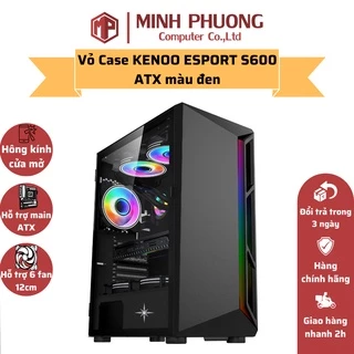 Vỏ case máy tính KENOO ESPORT S600 - LED Strips rainbow - Hỗ trợ Mainboard E ATX - Màu đen