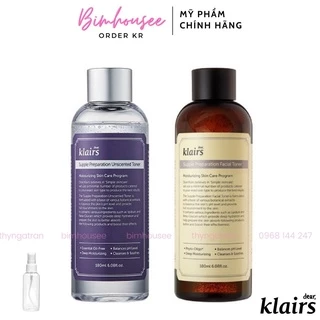 Nước hoa hồng Toner KLAIRS Supple Preparation Unscented / Facial Toner