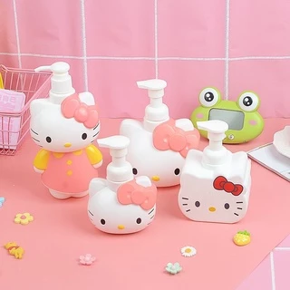 Hellokitty Chai Bọt Nước Rửa Tay Chai Lotion Chai Nước Rửa Tay Chai Mỹ Phẩm Chai Rỗng Loại Đẩy Di Động Dễ Thương Sữa Tắm Gel Dầu Gội Du Lịch Đóng Gói Phụ Chai Nhỏ