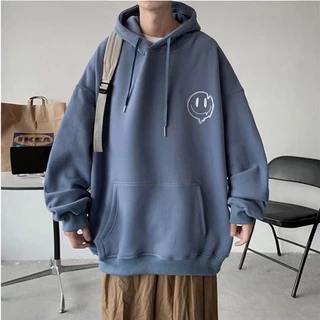 Áo hoodie dáng rộng thoải mái họa tiết mặt cười phong cách Hàn Quốc thời trang mùa đông 5 màu size M-5XL