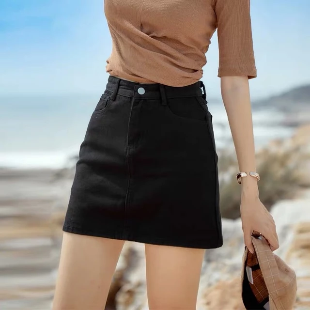 [SALE XẢ KHO] Quần váy jeans Nữ BigSize lưng cao trên rốn, màu đen tuyền, có quần trong 2902