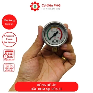 Đồng hồ đo áp suất nước đầu rửa xe chân thau 13mm dùng cho đầu bơm rửa xe áp lực 1HP & 2HP