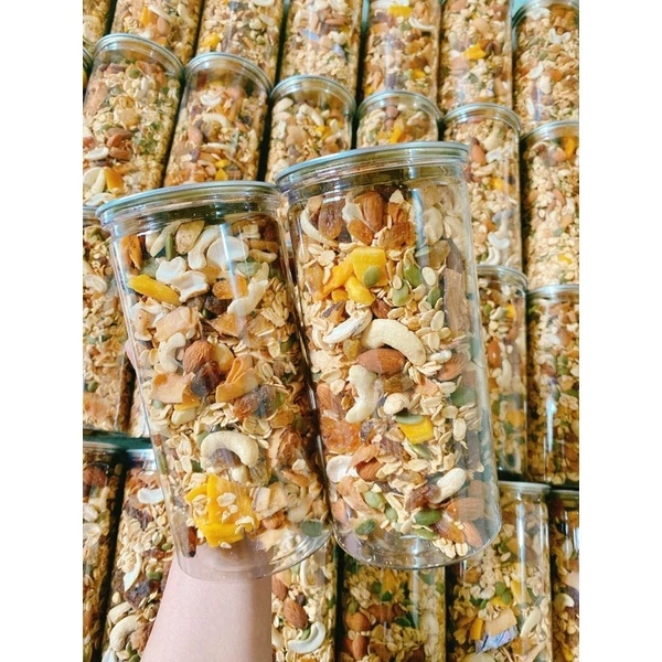 Ngũ cốc ăn kiêng granola siêu hạt 100% quả sấy dinh dưỡng hộp 500g ngon nhức nách không đường date mới nhất