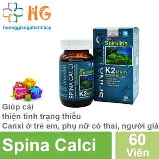 Spina Calci - Giúp cải thiện tình trạng thiếu Canxi ở trẻ em, phụ nữ có thai, người cao tuổi (Lọ 60 Viên)