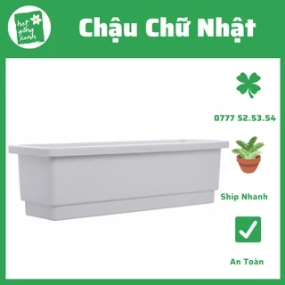 Combo 5 chậu chậu nhựa trồng hoa, trồng rau, trồng cây cảnh hình chữ nhật thông minh( 68*23*18 )- Màu Trắng