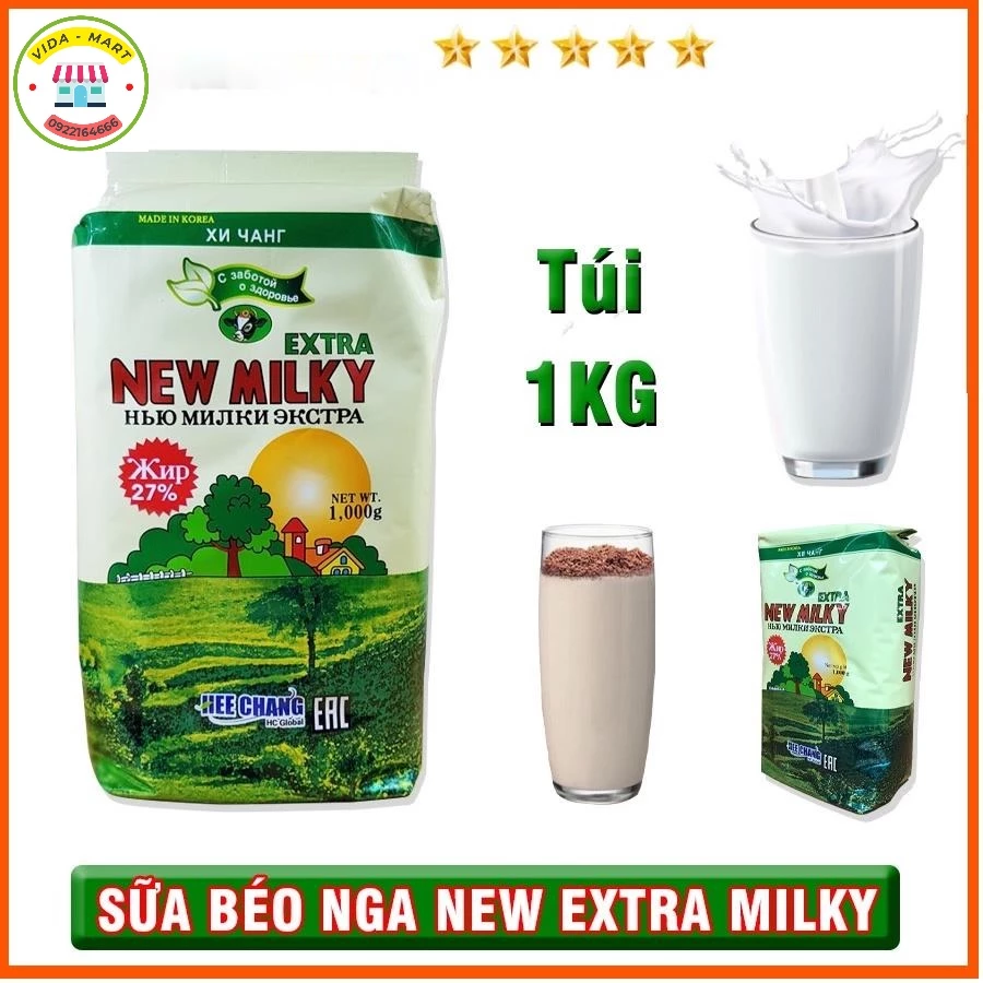 Sữa Béo Nga New Extra Milky Gói 1Kg. Date Luôn Mới Toàn Quốc [ Ship Hỏa Tốc HN ] Chứa Nhiều Chất Dinh Dưỡng (1001197)