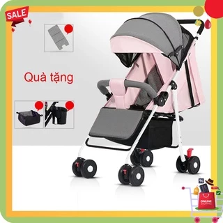 Xe Đẩy Em Bé Gấp Gọn Nhanh Chóng Tiện Lợi, Xe Đẩy Em Bé Chống Sốc Với 3 Tư Thế Thích Hợp Cho Bé 0-3 Tuổi, Có Màn Che