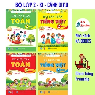 Sách - Combo Bài Tập Tuần, Đề Kiểm Tra Toán - Tiếng Việt Lớp 2 - Học Kì 1 - Cánh Diều (4 cuốn)