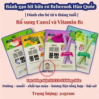 BEBECOOK | Bánh gạo lứt hữu cơ thanh dài 14cm cho bé từ 6 tháng tuổi Hàn Quốc 30g