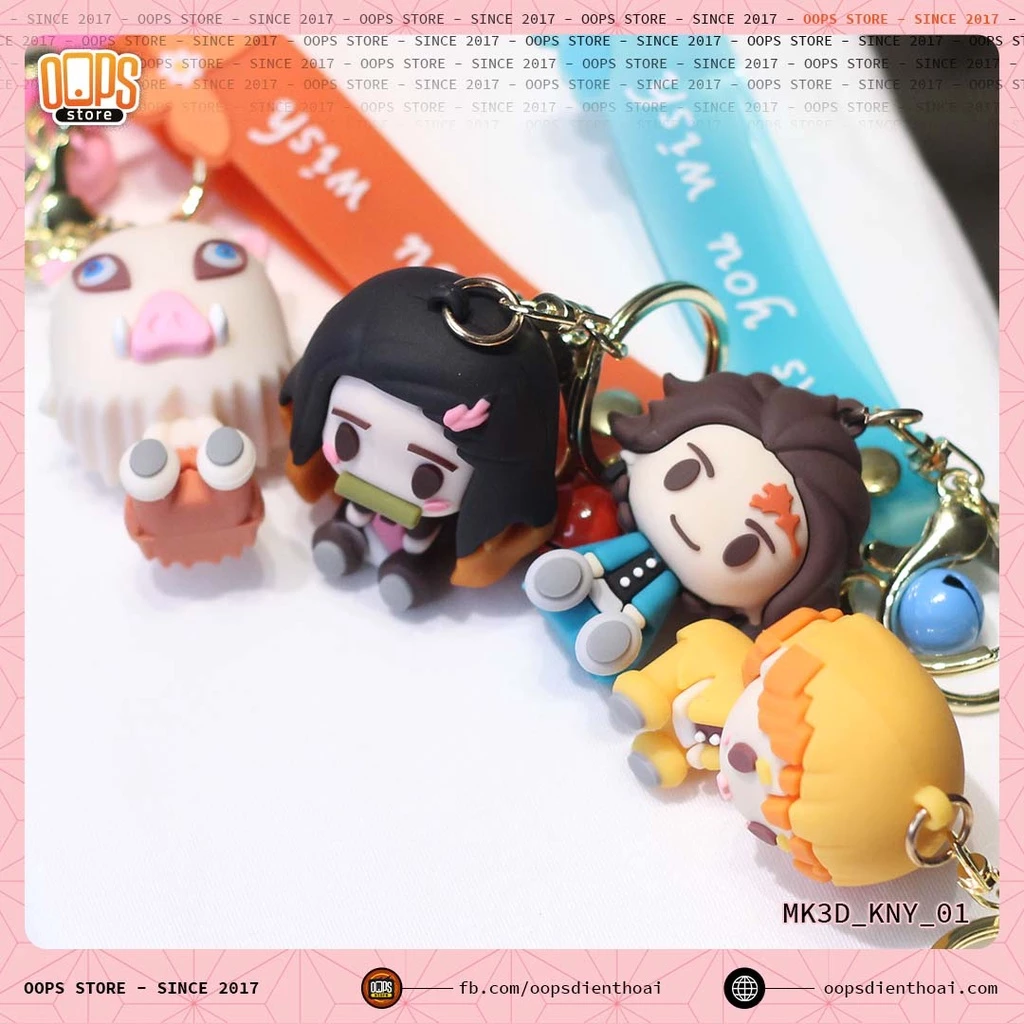 Móc Khóa PVC Demon Slayer Kimetsu no Yaiba Thanh Gươm Diệt Quỷ Tanjiro Nezuko Zenitsu Tomioka 3D Dễ Thương Chibi Cute