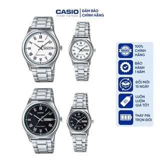 Đồng hồ Đôi Nam nữ Casio MTP/LTP V006D, đồng hồ chính hãng, Dây thép không gỉ, Có thứ ngày