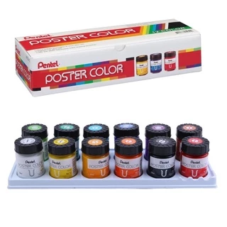 Màu Poster Color Pentel 12 màu màu nước Pentel 12 màu WPU2-12 - Màu POSTER Pentel lọ thuỷ tinh Vpp Hà Nội ( mua 1 sản ph